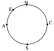 图中的圆表示某一经线圈,N、S为南北极点,A、C位于赤道,E点为AN的中点。假设